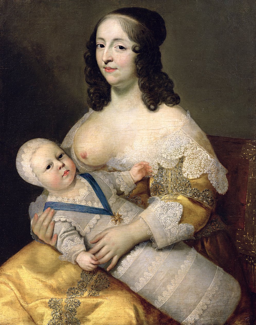 フランスのドーフィンルイ（1638〜1715年）と彼のナースメイド（1638年頃、ギロディエール城） 作： チャールズ・ボーブラン