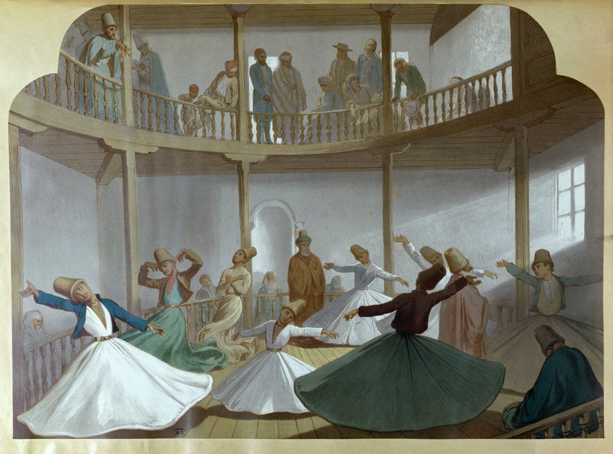 旋舞教団の踊り、芸術家による「L&39;Egypte Moderne」のイラスト、c.1870 作： アンリ・ド・モントー