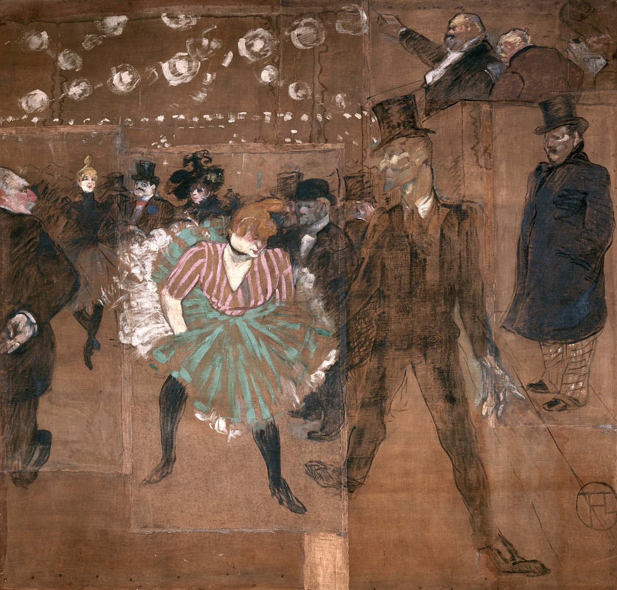 ムーランルージュで踊る：La Goulue（1870-1927）とValentin le Desosse（1843-1907）1895 作： アンリ・ド・トゥールーズ・ロートレック