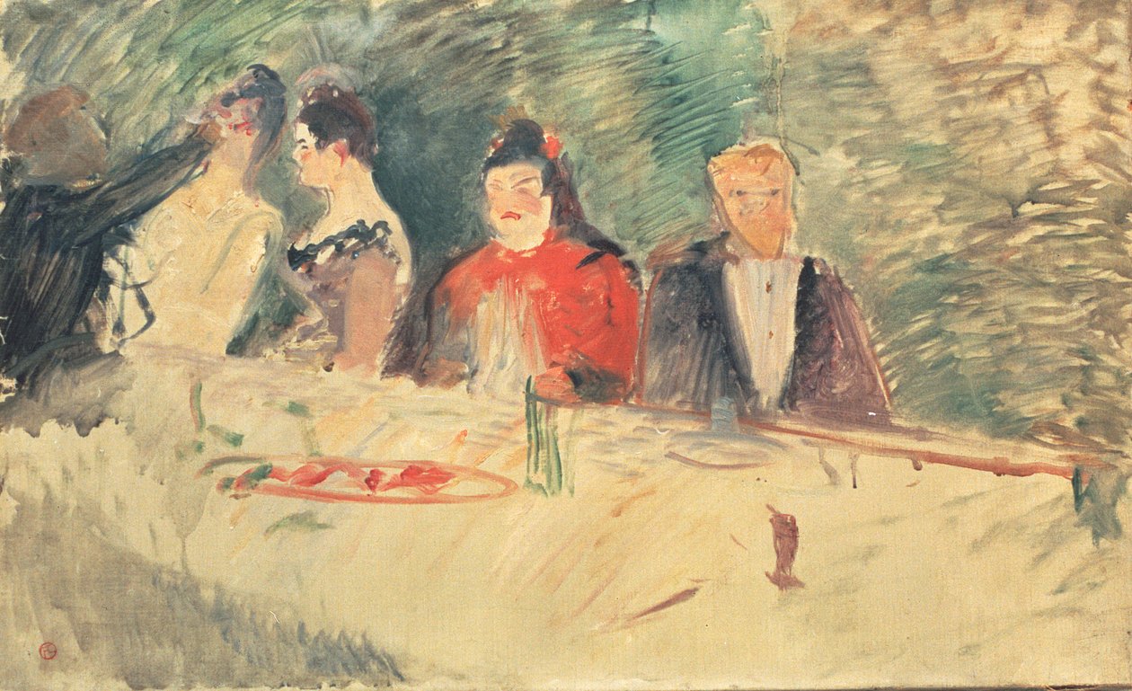 「晩餐」のためのスケッチ、1887 作： アンリ・ド・トゥールーズ・ロートレック