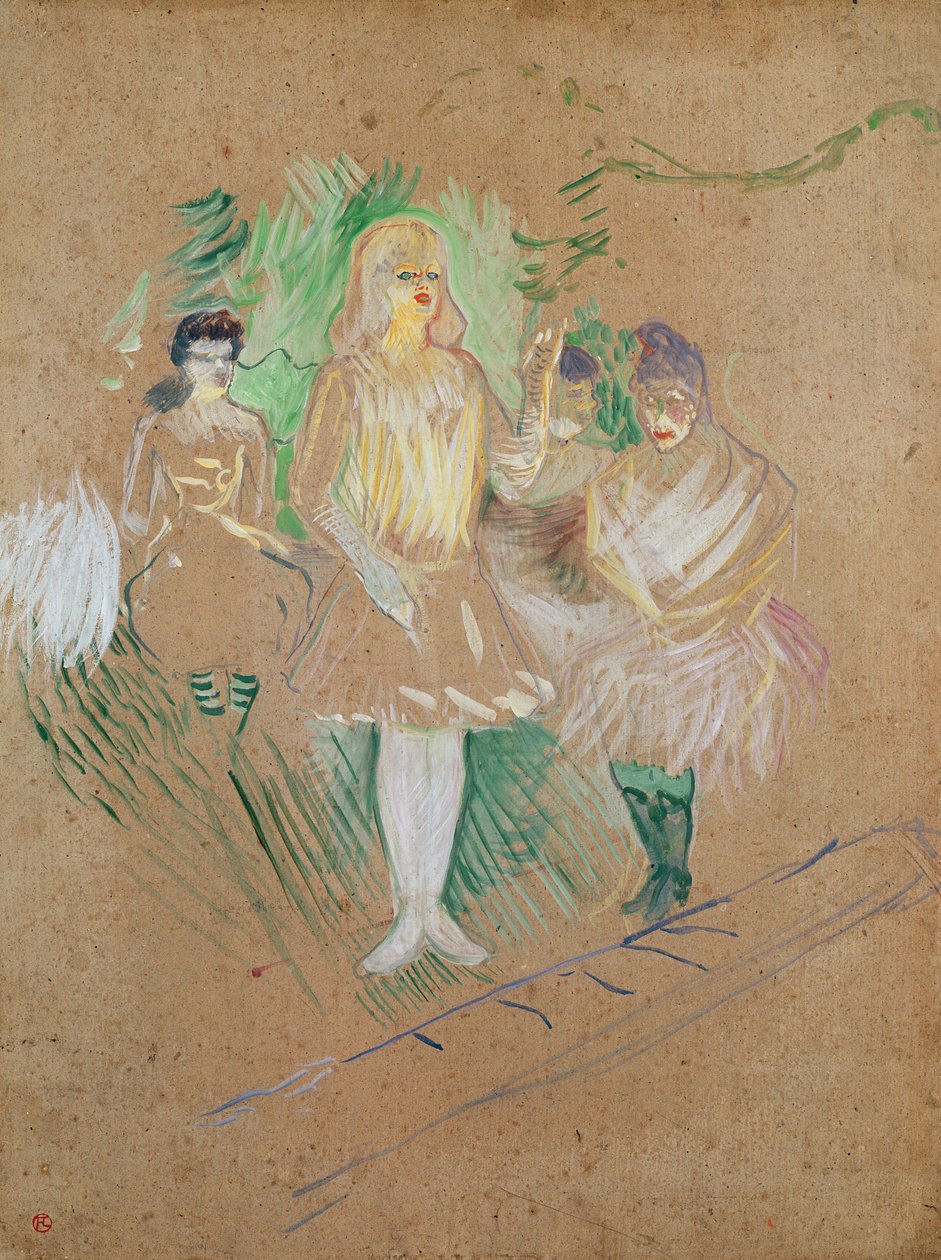 Folies-Bergèresでの3人の人物、1894年（カードに油彩） 作： アンリ・ド・トゥールーズ・ロートレック