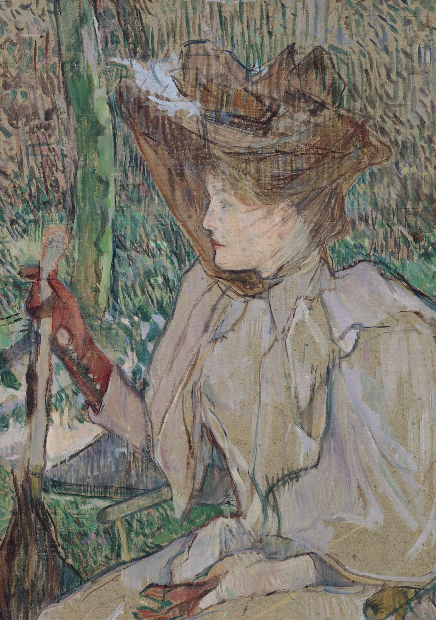 手袋をした女性、1891年（ダンボールに油彩） 作： アンリ・ド・トゥールーズ・ロートレック