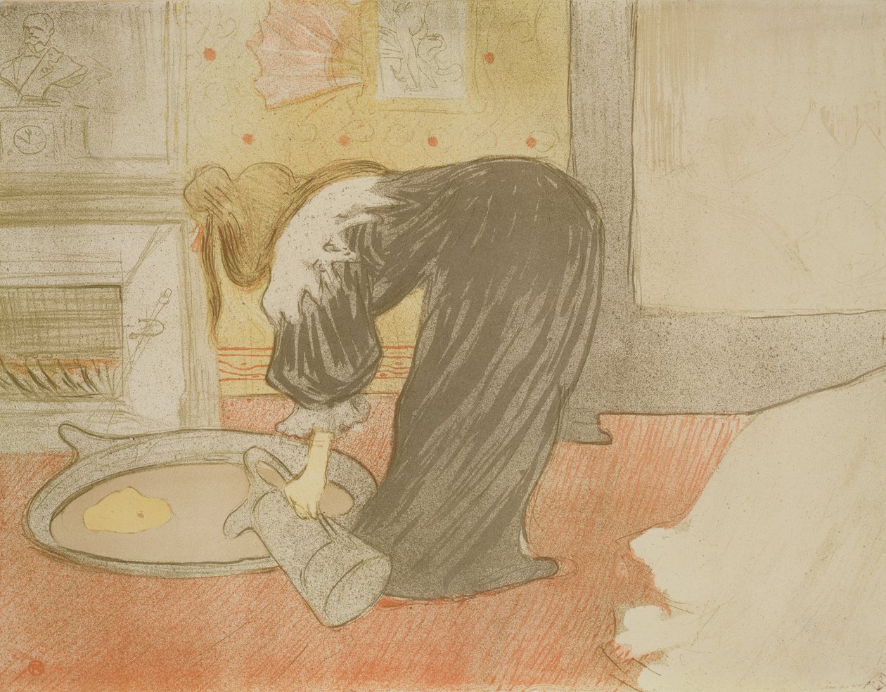 Elles：Woman at the Tub、1896（クレヨン、ブラシ、スパッタリソ） 作： アンリ・ド・トゥールーズ・ロートレック