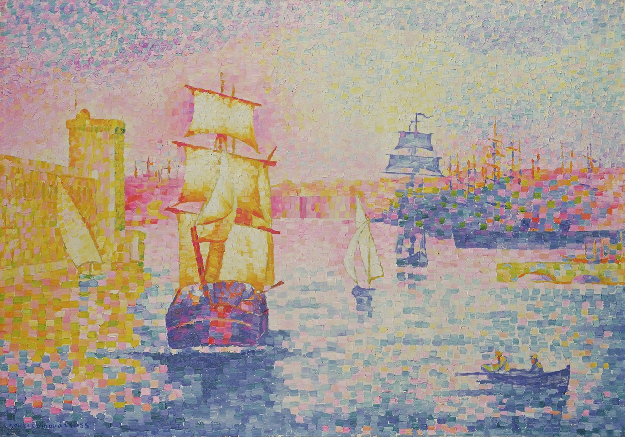 マルセイユの港、1909年頃 作： アンリ・エドモンド・クロス