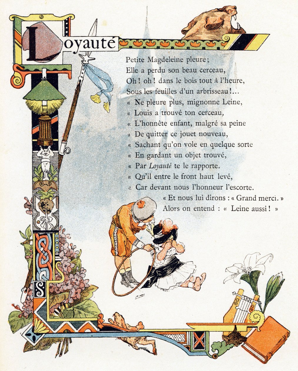 Alphabet of good example "のイラスト、1890年頃（エングレーヴィング） 作： アンリ (1858 1924) グレー