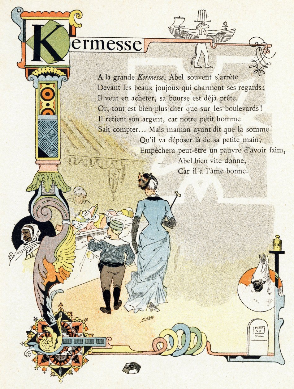 Alphabet of good example "のイラスト、1890年頃（エングレーヴィング） 作： アンリ (1858 1924) グレー