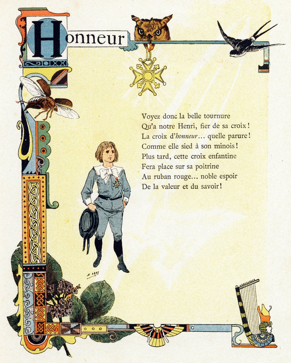 Alphabet of good example "のイラスト、1890年頃（エングレーヴィング） 作： アンリ (1858 1924) グレー