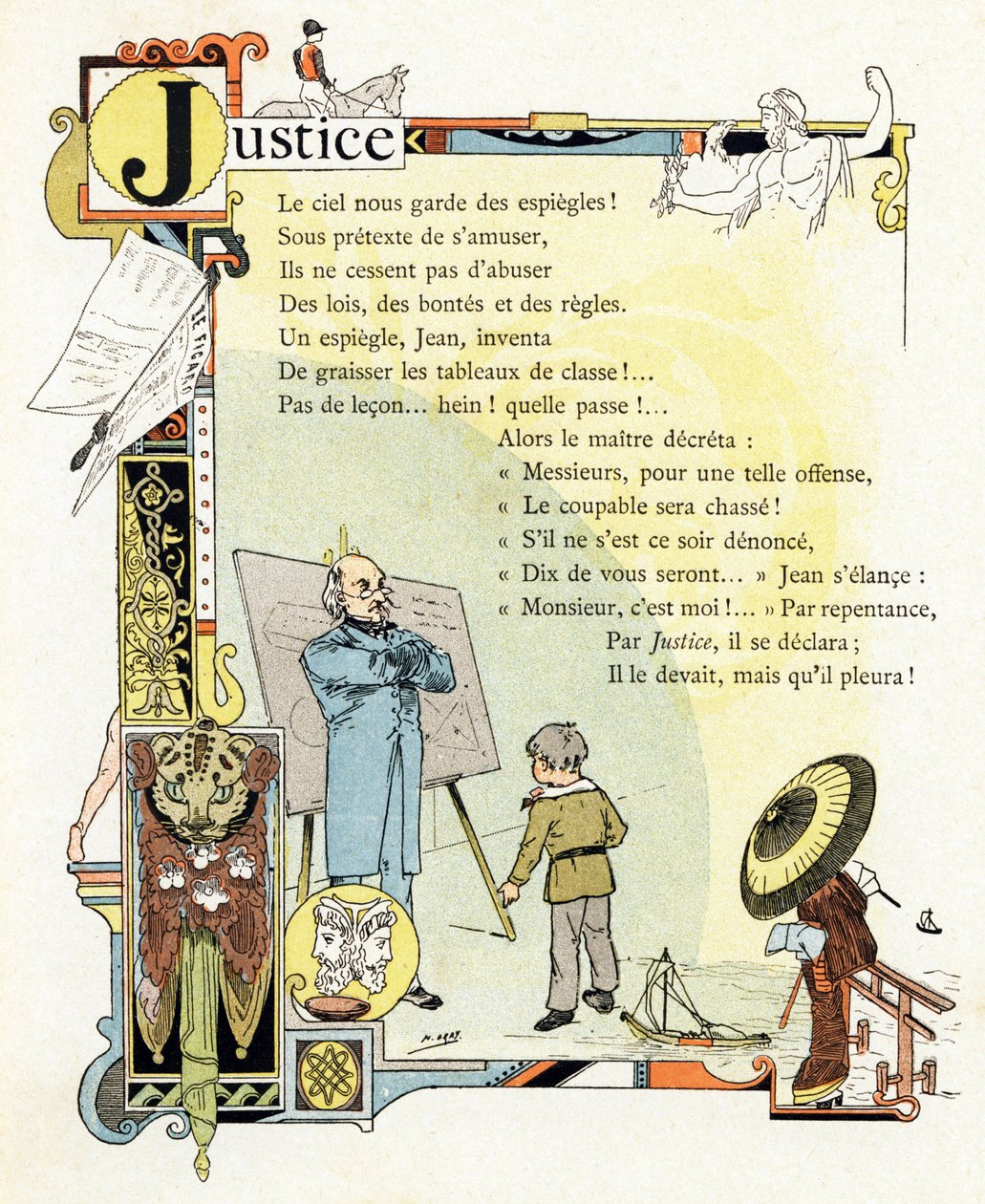 Alphabet of good example "のイラスト、1890年頃（エングレーヴィング） 作： アンリ (1858 1924) グレー