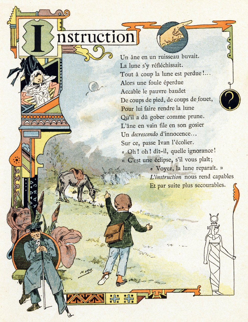 Alphabet of good example "のイラスト、1890年頃（エングレーヴィング） 作： アンリ (1858 1924) グレー