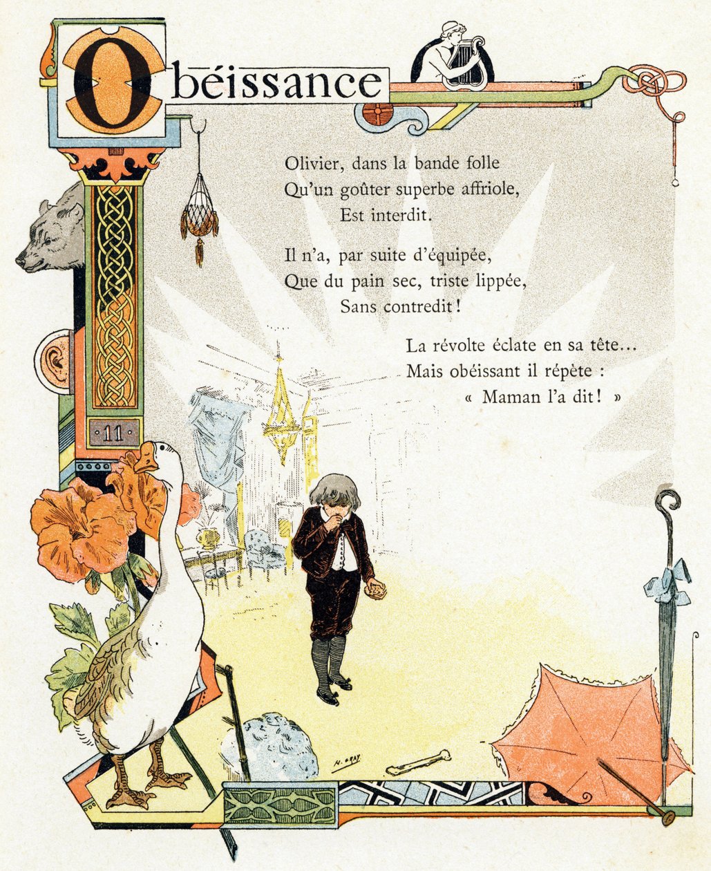 Alphabet of good example "のイラスト、1890年頃（エングレーヴィング） 作： アンリ (1858 1924) グレー