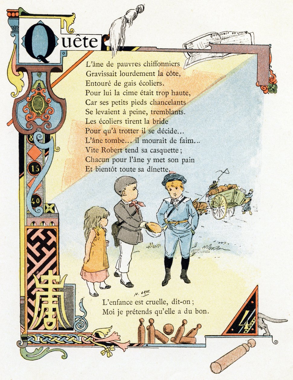 Alphabet of good example "のイラスト、1890年頃（エングレーヴィング） 作： アンリ (1858-1924) グレー