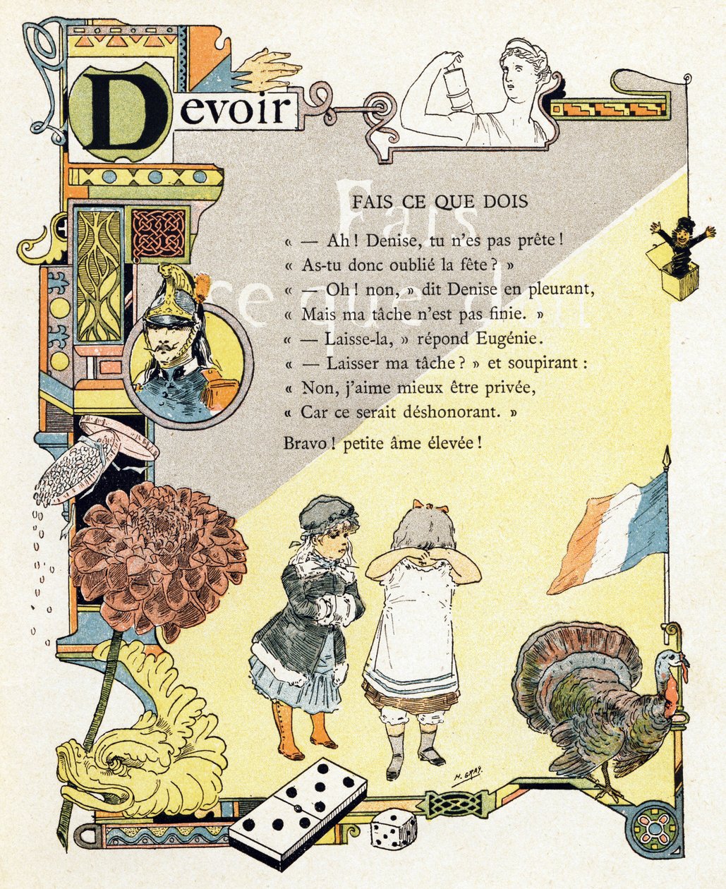 Alphabet of good example "のイラスト、1890年頃（エングレーヴィング） 作： アンリ (1858-1924) グレー
