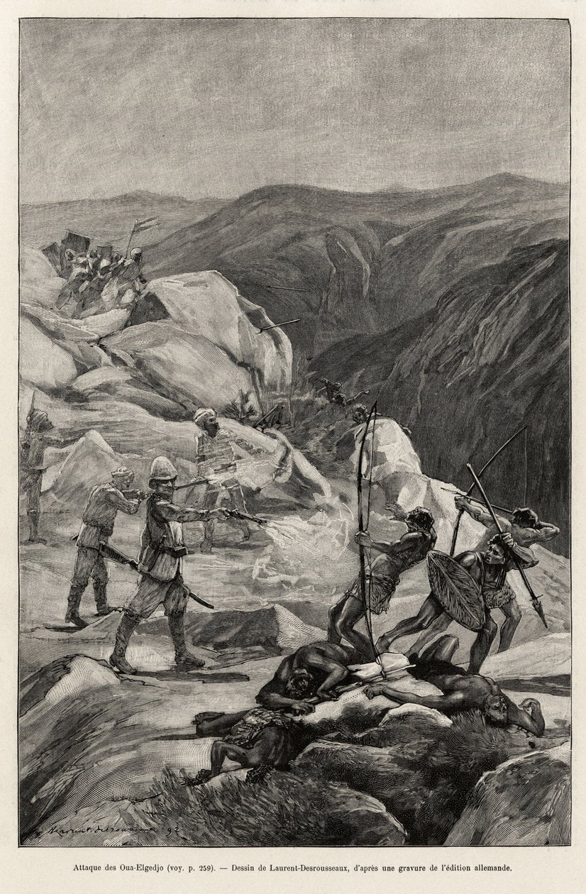 オウア＝エルジェドジョの攻撃。ドクター・ピータース（1856-1918）の物語「Au secours d