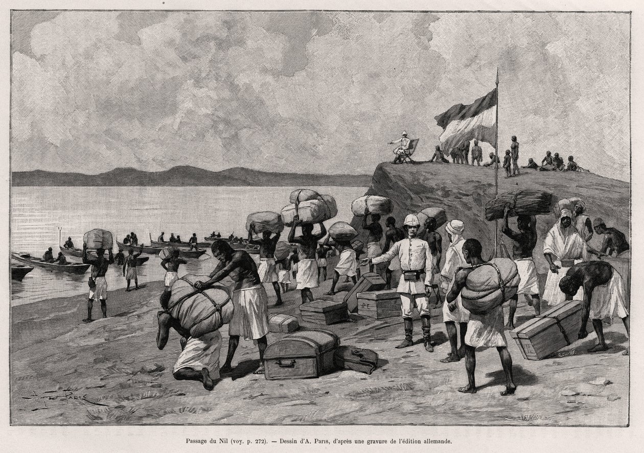 ナイル川の通過。ペータース博士（1856-1918）の物語「Au secours d