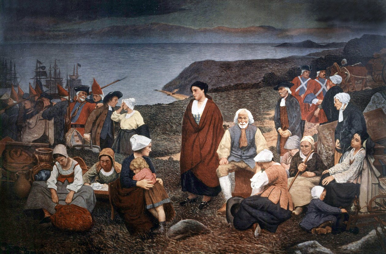 1755年のアカディア人の散乱、1900年頃（絵画） 作： ヘンリー・ボー