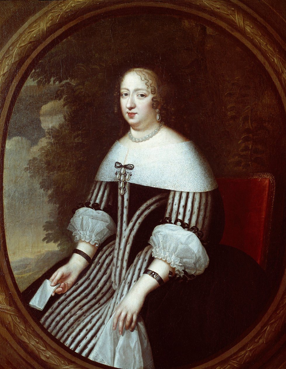 アンヌ・ドートリッシュ（1601-1666）の肖像 未亡人の服を着た執政官 シャルル・ボーブラン（1604-1692）とアンリ・ボーブラン（1603-1677）による絵画 17世紀 日。1,8x1 m ヴェルサイユ宮殿、ミュゼ・デュ・シャトー 作： アンリ・ボーブラン