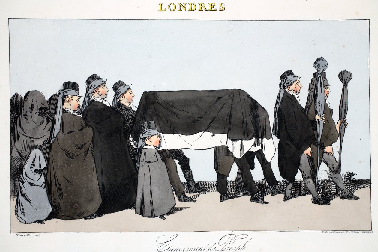 人々の抑留、Henri Monnierによる &39;London&39;のイラスト、パブ。パリ、1828年頃（手塗りのリト） 作： アンリ・ボナベンチャー・モニエ