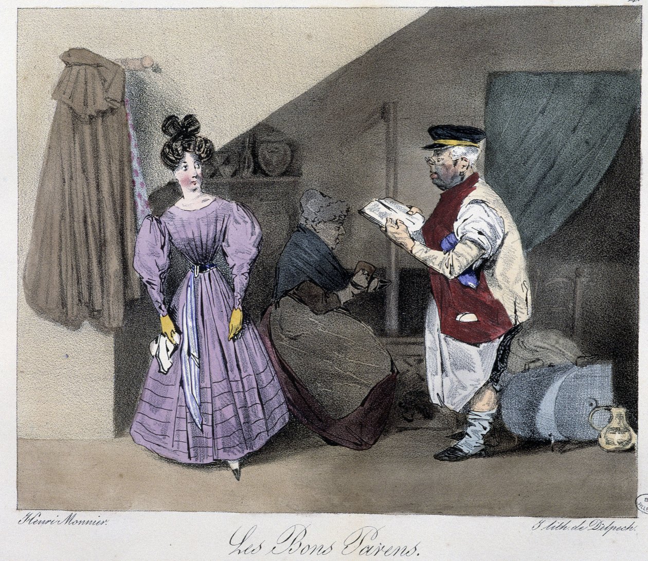 良い親-アンリ・モニエの「Esquisses parisiennes」（デルペッシュ編、パリ）に掲載されています。 作： アンリ・ボナベンチャー・モニエ
