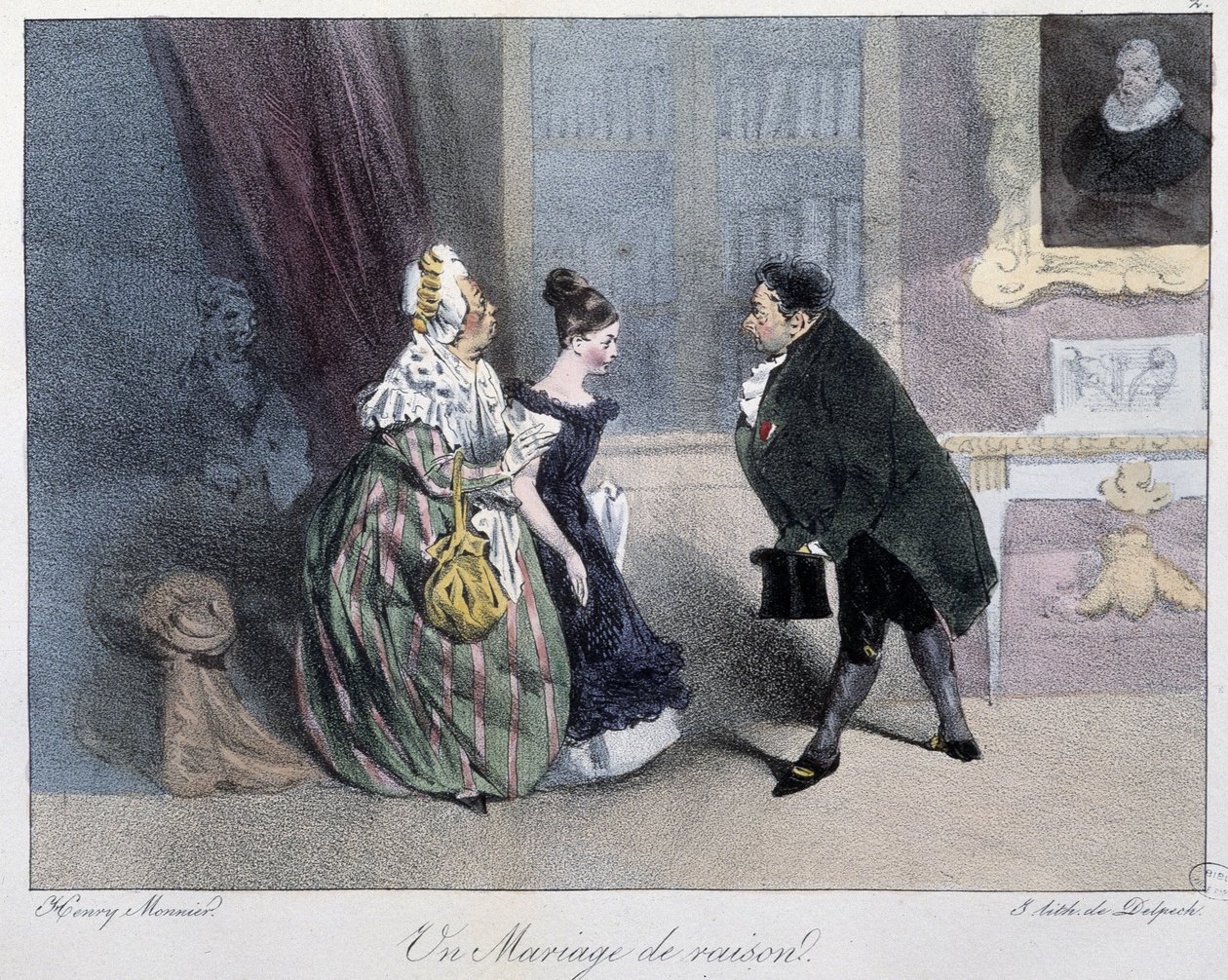 Un mariage de reason - Henri Monnier, ed. "Esquisses parisiennes "にて。デルペッシュ、パリ 作： アンリ・ボナベンチャー・モニエ