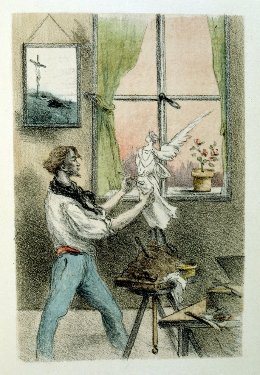 フランスの小説家・詩人であるルイ・アンリ・ミュルジェ（1822-1861）の「フランシーヌのマフ」（Le Manchon de Francine）のためのアンリ・ブーテによる挿絵。 作： アンリ・ブーテ
