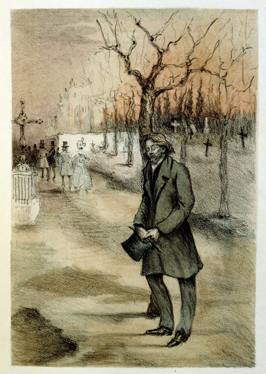 フランスの小説家・詩人であるルイ・アンリ・ミュルジェ（1822-1861）の「フランシーヌのマフ」（Le Manchon de Francine）のためのアンリ・ブーテによる挿絵。 作： アンリ・ブーテ