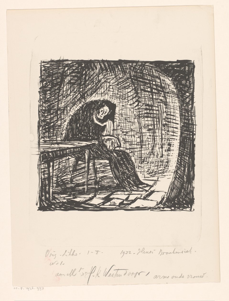 かわいそうなおばあさん (オブジェクトの元のタイトル) 作： Henri Braakensiek（アーティストによる署名）