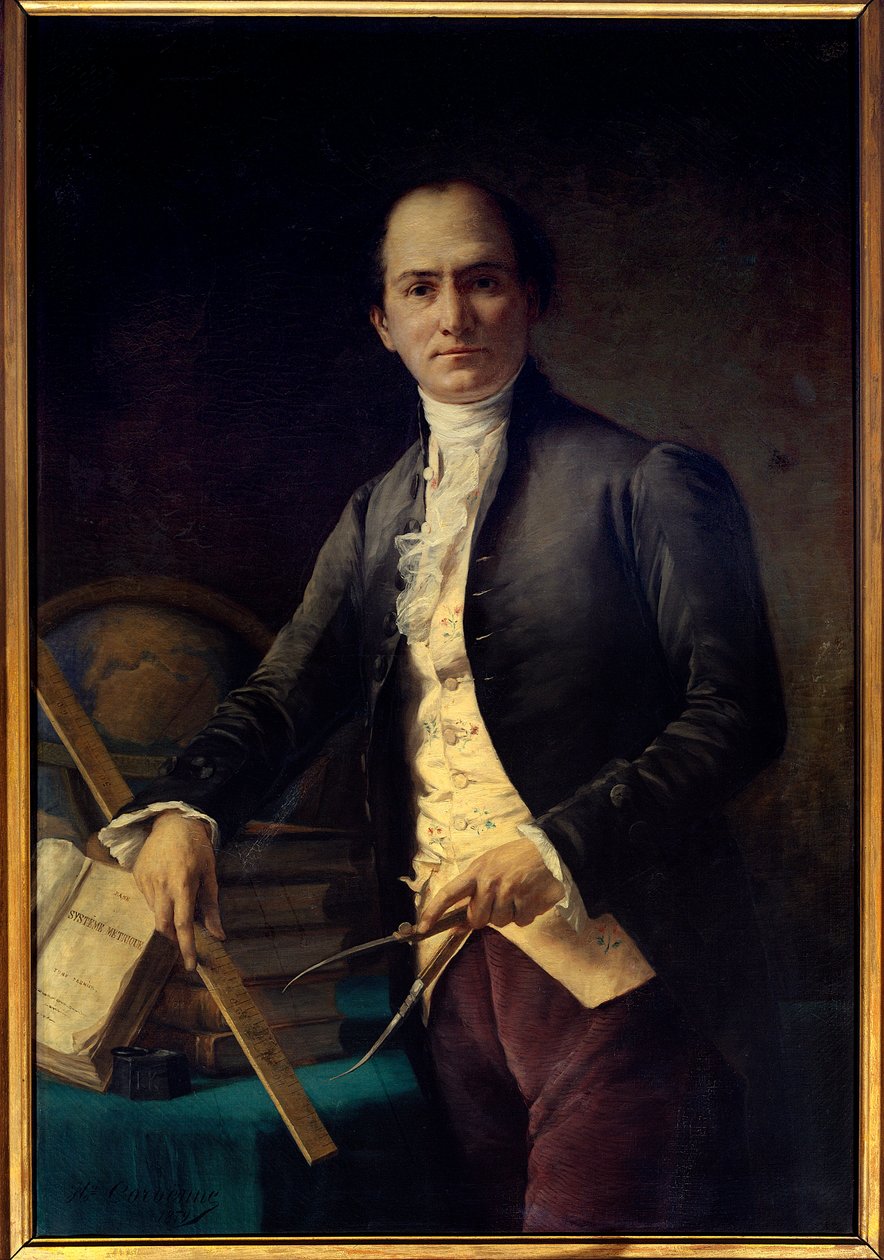 天文学者ジャン・バティスト (Jean-Baptiste) Joseph Delambre (1749-1822) の肖像画 - Henri Coroenne (1822-1909) の絵画 - パリ、Musee De l