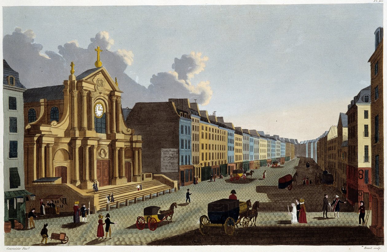 サン・ロック教会（1820年頃） - Courvoisierの「Vues de Paris」にて 作： アンリクルボアジェ-ヴォイシン