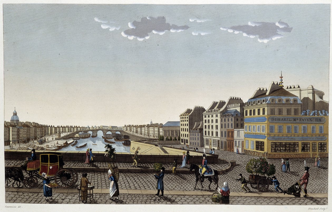 パリ、ノートルダム橋 - Courvoisierの「Vues de Paris」にて 作： アンリクルボアジェ-ヴォイシン