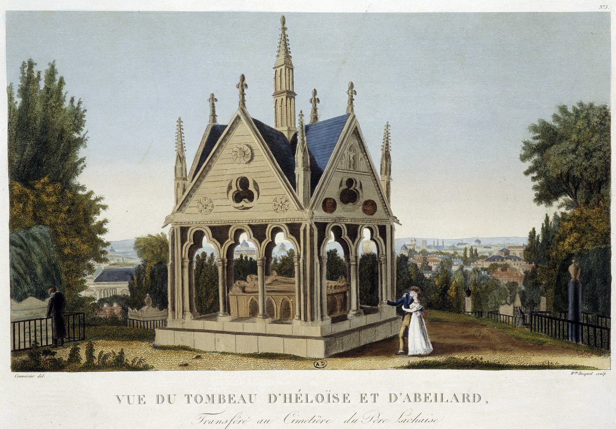 ペール・ラシェーズのヒロイズとアベラールの墓（1820年頃） - クルヴォワジエの「Vues de Paris」より 作： アンリクルボアジェ-ヴォイシン