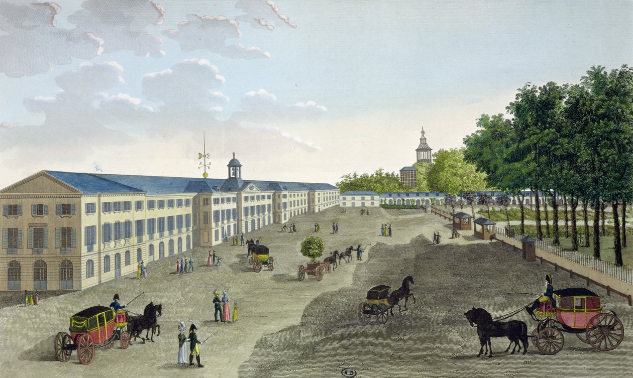 クロードフォルティエ（1775-1835）によって彫刻された、パリの植物園にある自然史博物館の新しいギャラリーのビュー（カラー彫刻） 作： アンリクルボアジェ-ヴォイシン