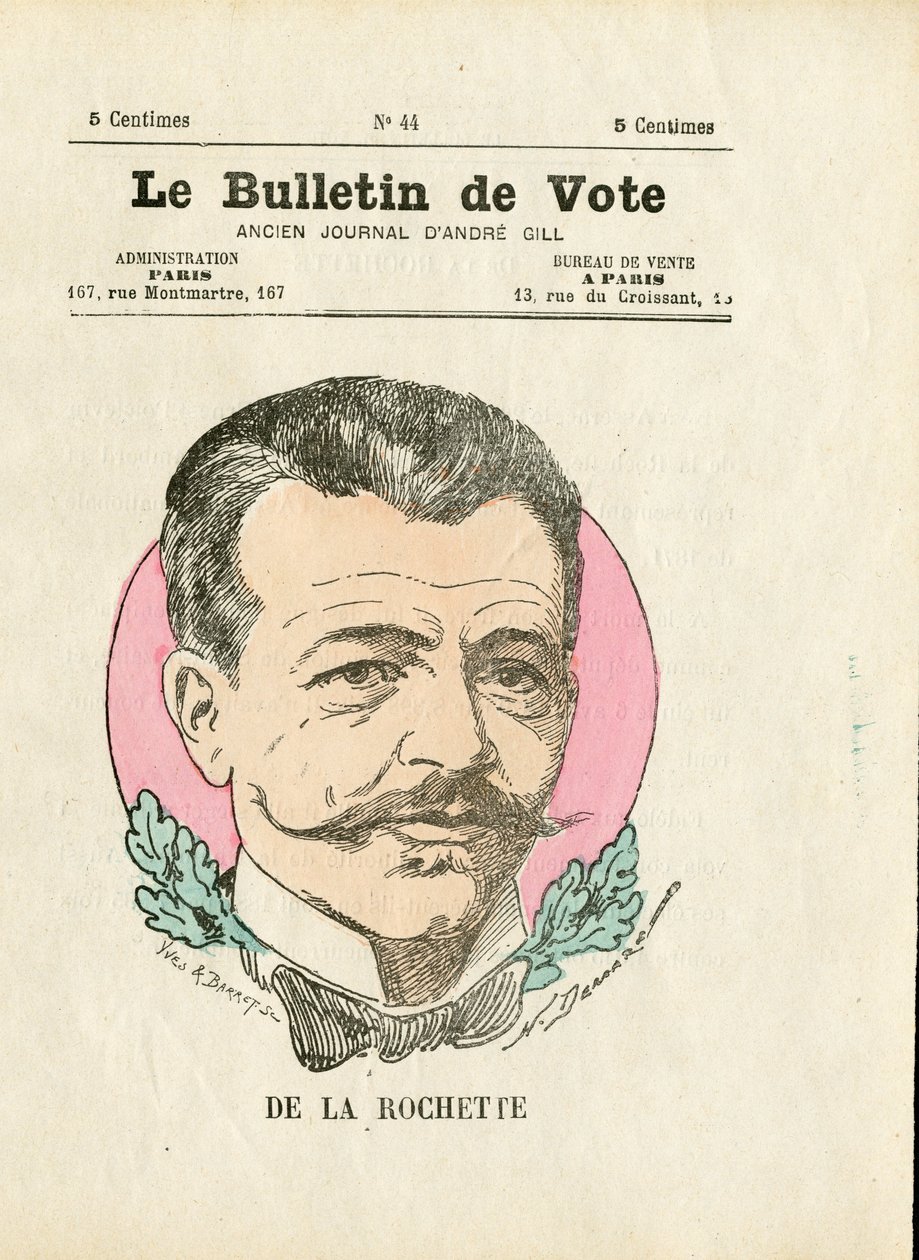 カラーの風刺的なBallot第2シリーズ：De la Rochette - Henri Demare (1846-1888)によるイラスト。 作： アンリ・デマーレ