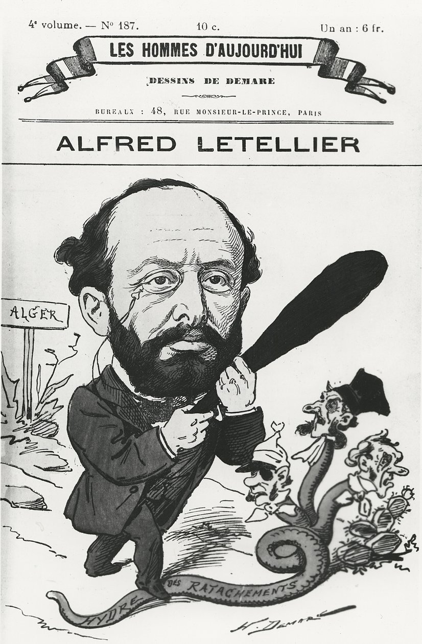 「Les Hommes d&39;Aujourd&39;hui」からのアルフレッドLetellierの風刺画 作： アンリ・デマーレ