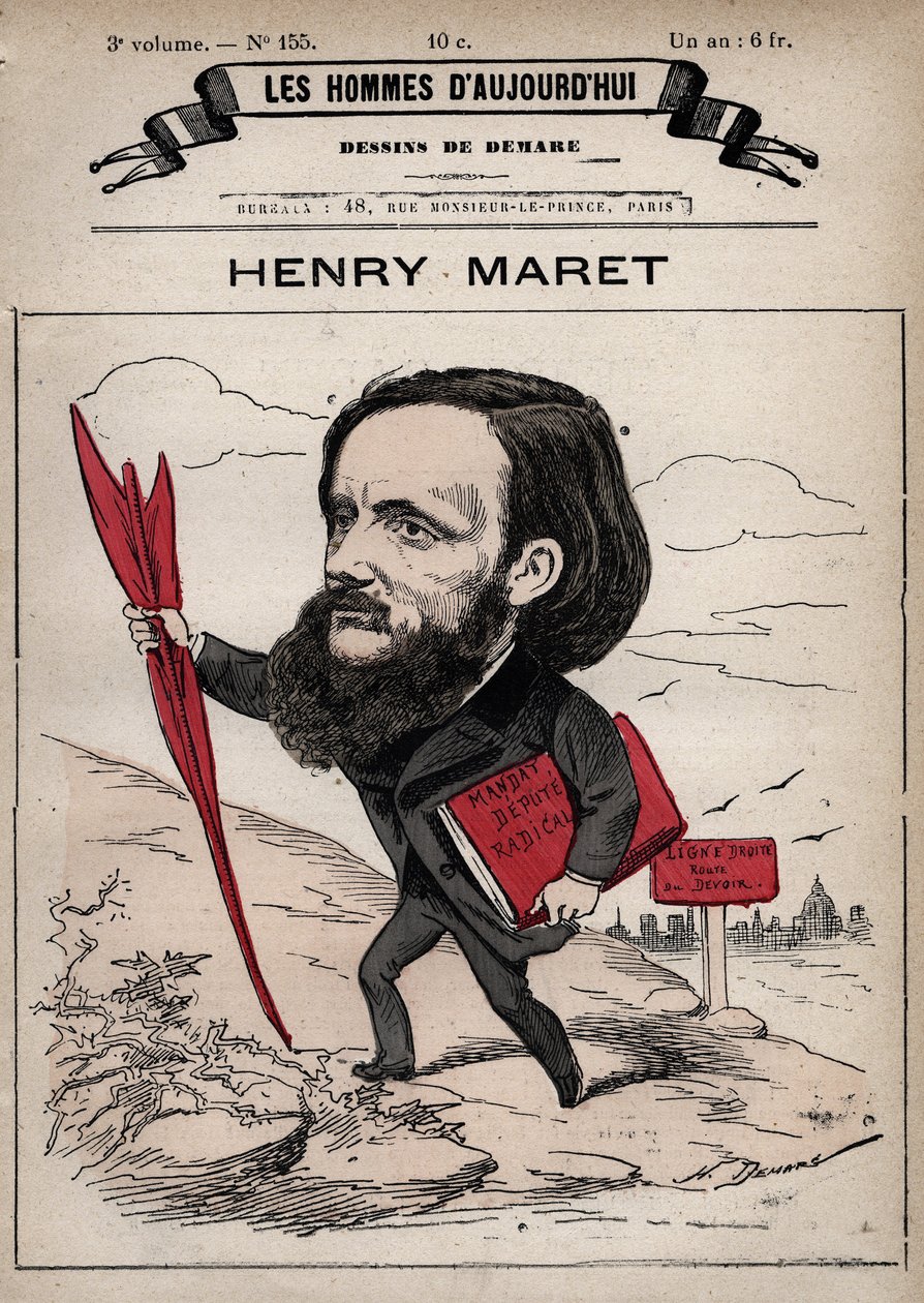 Henri (Henry) Maret (1837-1917) イギリスのジャーナリスト・政治家の漫画 - 「Les Hommes d