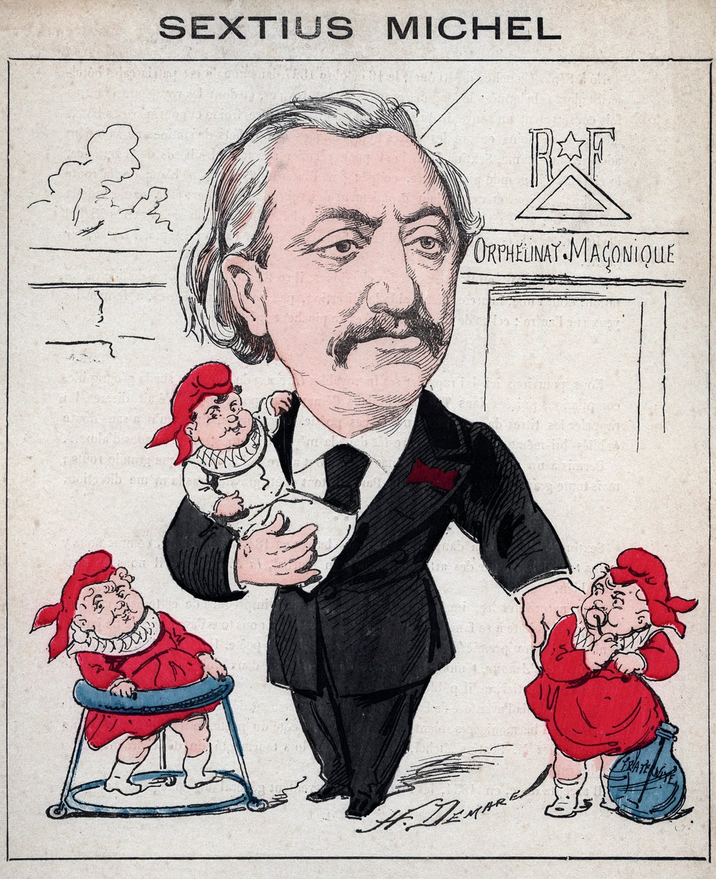 Sextius Michel (1827 - 1906) 政治家、プロヴァンス人のオック語の作家 - Henri Demareによる風刺画、パリの「Les Hommes d