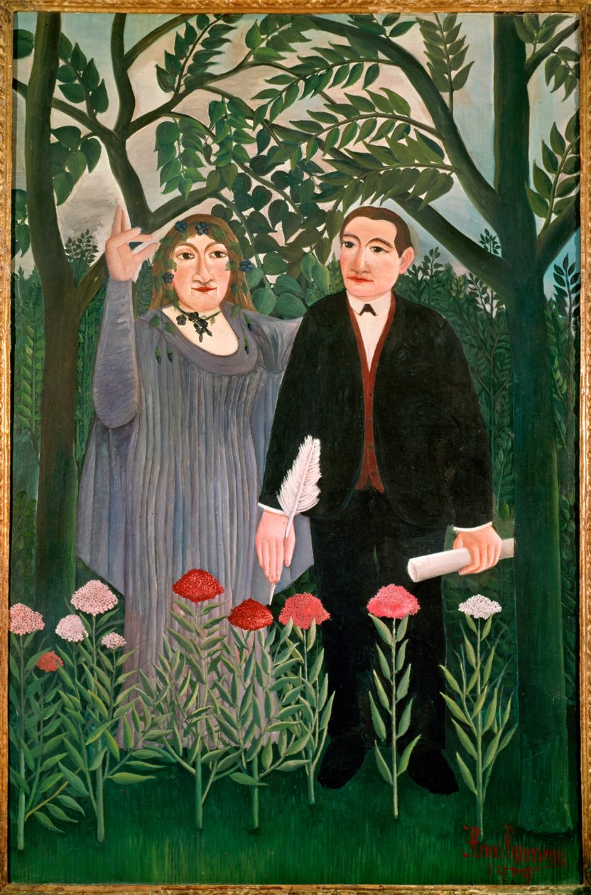 ミューズが詩人を鼓舞する（キャンバスに描かれた絵） 作： アンリ・エミリアン・ルソー