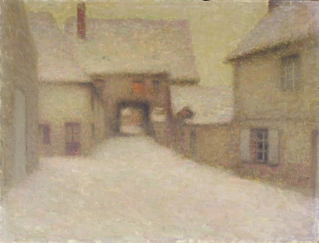 雪、旧村、ガーベロイ、1902 作： アンリ・ユージン・オーギュスタン・ル・シダネル