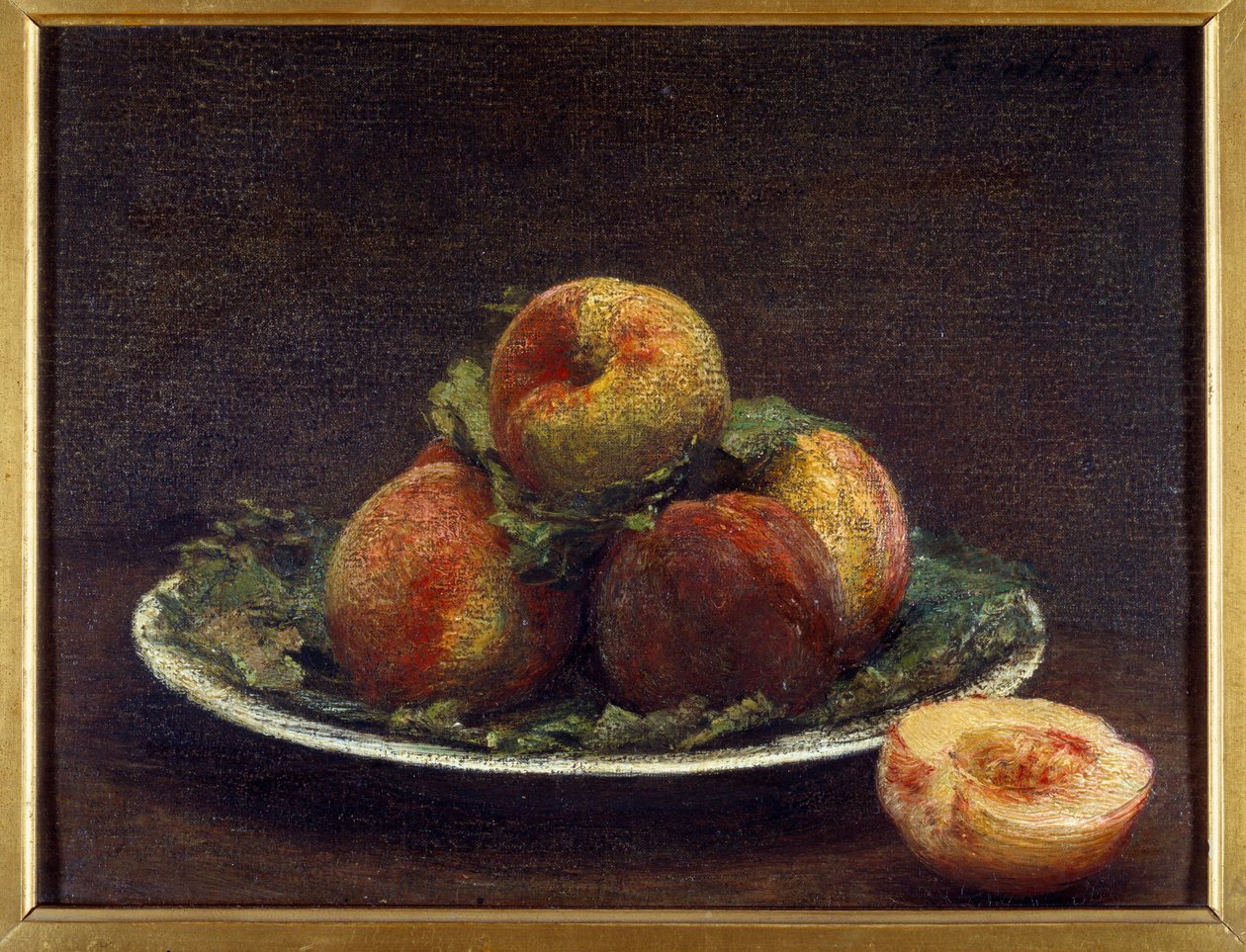 ペッシュの皿 アンリ・ファンタン・ラトゥール（Fantin-Latour）の絵画 作： イグナス・アンリ・ジャン・ファンタン・ラトゥール