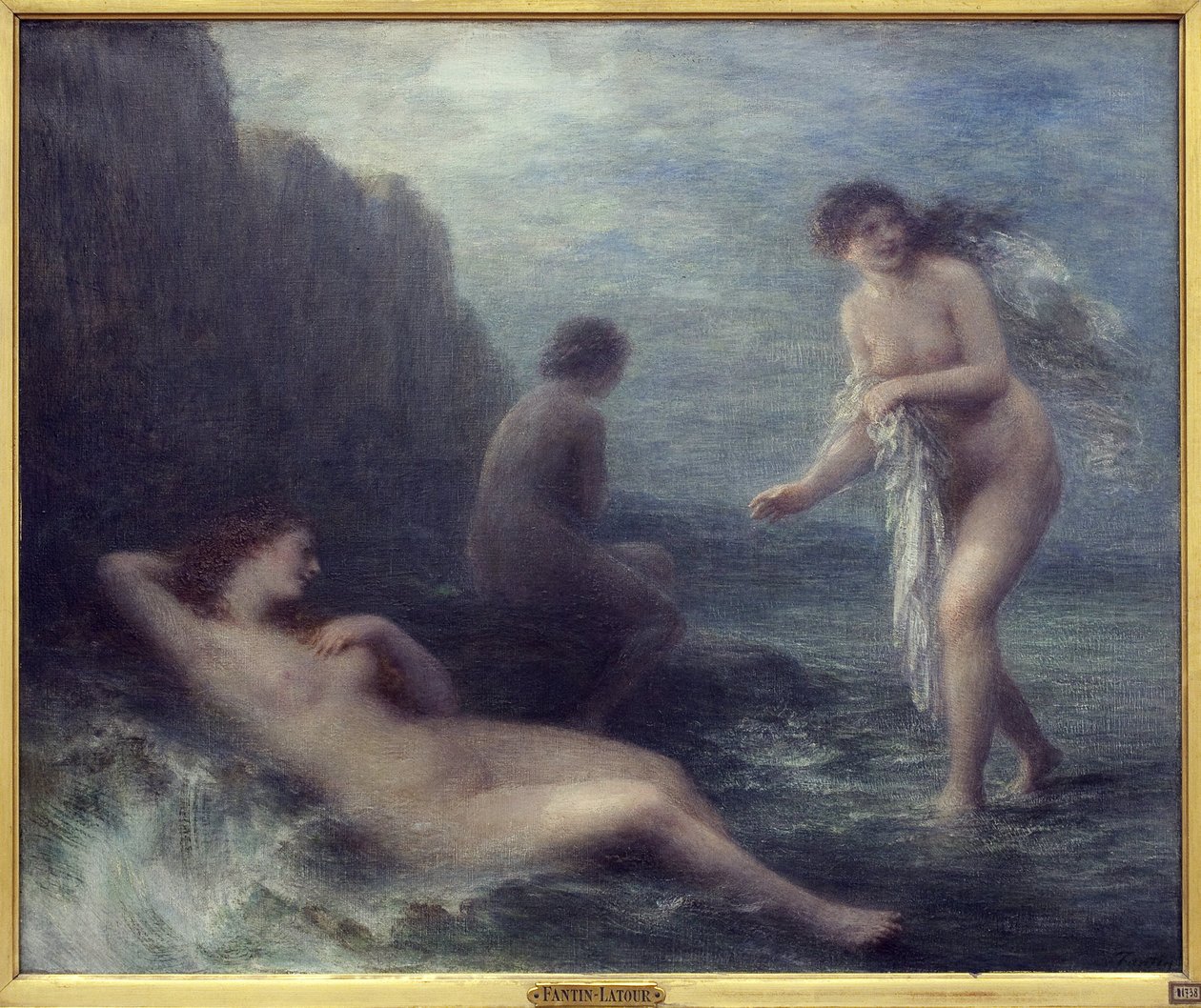海のそばでアンリ・ファンタン・ラトゥール（1836-1904）の絵画、油彩・キャンバス 作： イグナス・アンリ・ジャン・ファンタン・ラトゥール