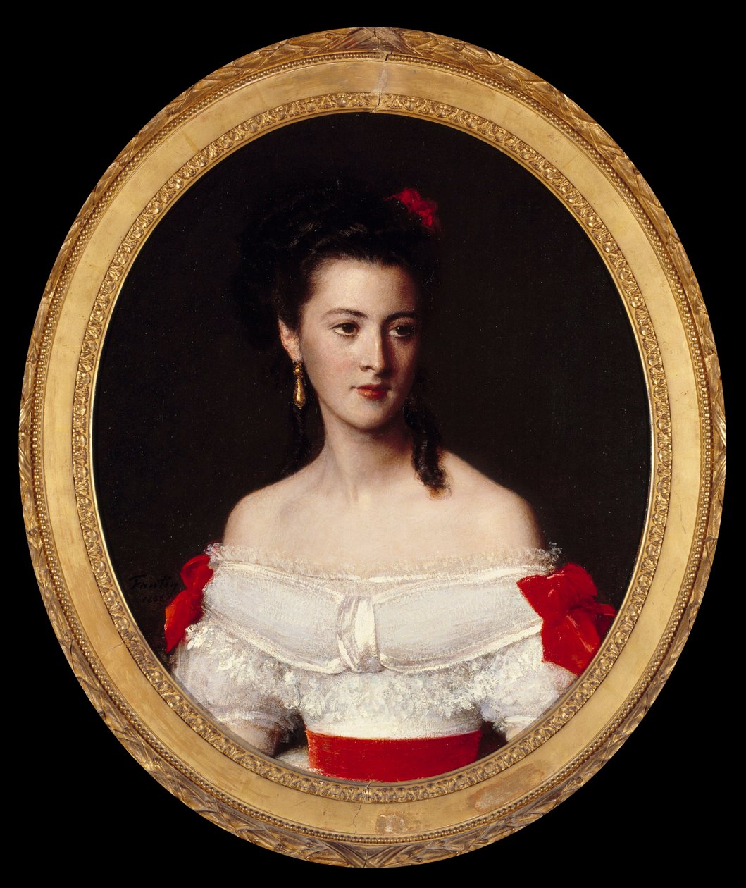 マルグリット・ド・ビロンの肖像。絵画：アンリ・ファンタン・ラトゥール（Fantin-Latour 作： イグナス・アンリ・ジャン・ファンタン・ラトゥール