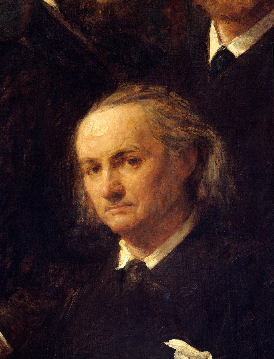 詩人シャルル・ボードレール（1821-1867）の肖像 アンリ・ファンタン・ラトゥール（Fantin-Latour）の絵画「ドラクロワへのオマージュ」の細部 作： イグナス・アンリ・ジャン・ファンタン・ラトゥール