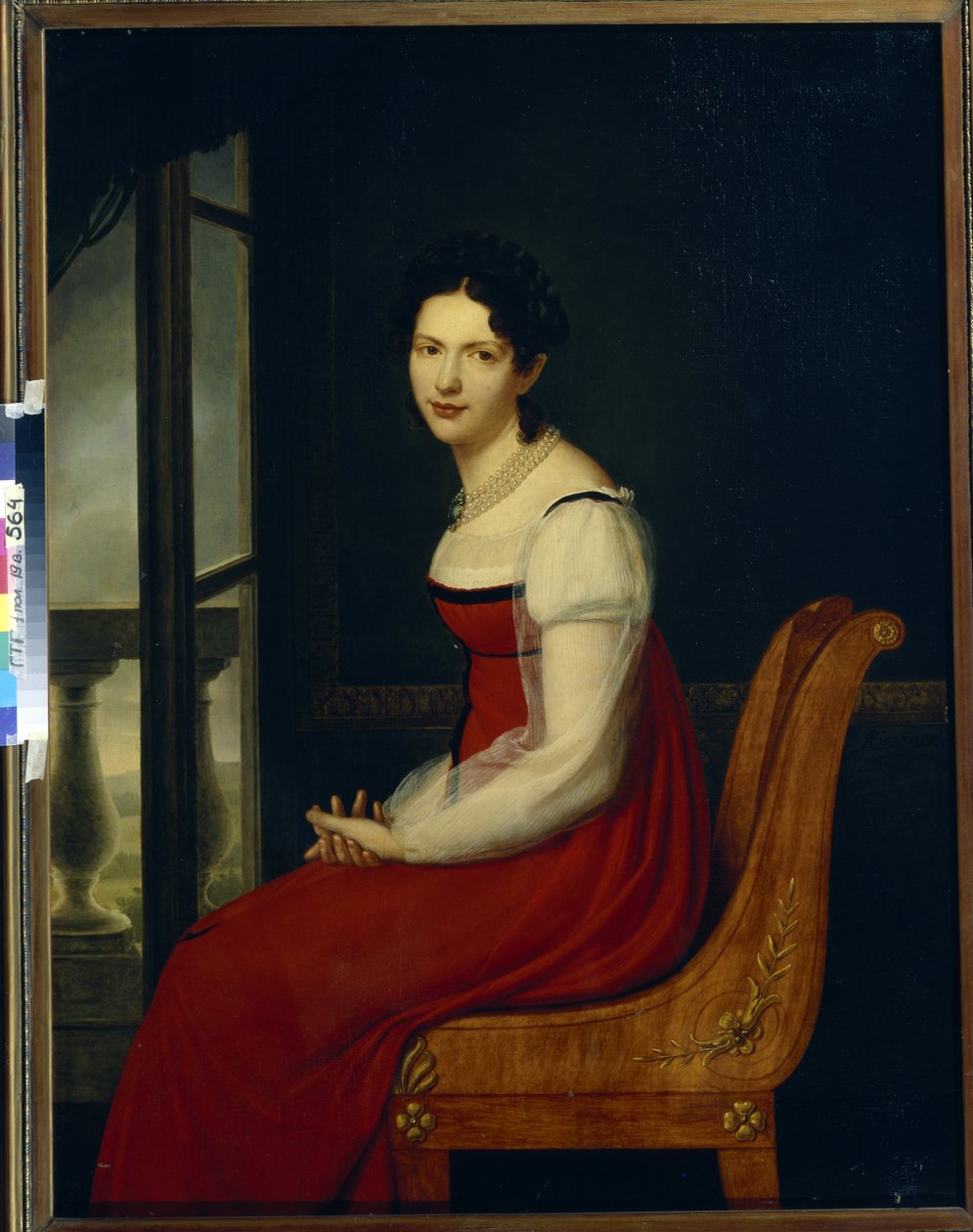 Varvara Sergeevna Dolgorukova王女の肖像、旧姓Gagarina (1793-1833) (Princess Varvara Sergeyevna Dolgorukova) - Henri Francois Riesener (1767-1828) による絵画、キャンバスに油彩 (96.8x125 cm) 作： アンリ・フランソワ・リースナー
