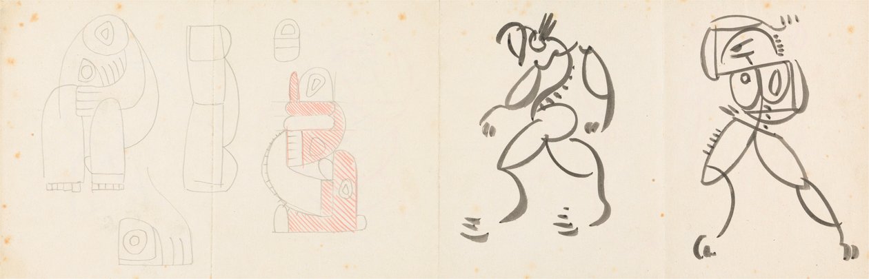 母と子のグループ化のための 2 つの踊る人物と 5 つのスタディ 作： アンリ・ゴーディエ・ブレスカ