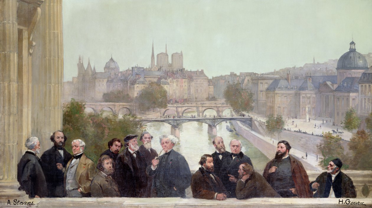「世紀の歴史」のパノラマの断片、1889年のフランスの芸術家や作家の肖像画 作： アンリ・ジェルベックス