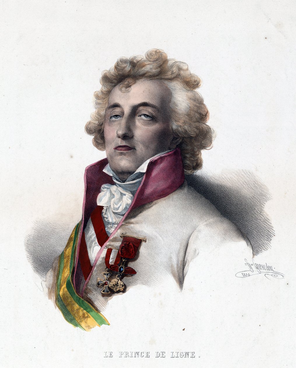 シャルル・ジョゼフ・ド・リーニュ（1735-1814）の肖像 - プリンス・ド・リーニュ、シャルル・ジョゼフの肖像 - by Grevedon, Pierre Louis Henri (1776-1860) 作： アンリ・グレヴェドン