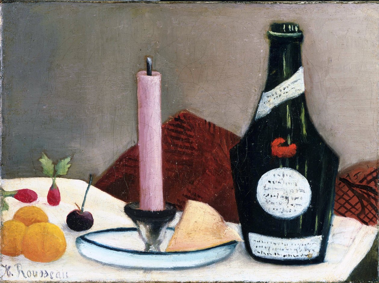 "Still life - the pink candle" Douanierとして知られるHenri Rousseau（1844-1910）の絵画 1909年 The Phillips Collection, Washington, D.C. 作： アンリ・J・F・ルソー