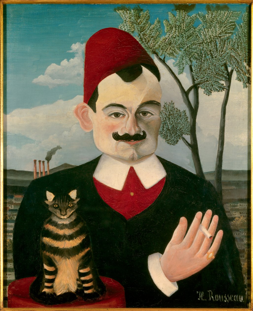 ピエール・ロティの肖像 アンリ・ルソー(Henri Rousseau dit le Douanier Rousseau)(1844-1910)の絵画 1891年頃 Sun 62x50 チューリッヒ、クンストハウス - ピエール・ロティ(1850-1923)の肖像 - ル・ドゥアニエ・ルソー(Le Douanier Rousseau)(1844-1910)と呼ばれるアンリ・J. F. ルソー(Henri J. F. Rousseau)の絵画、油彩・カンヴァス 作： アンリ・J・F・ルソー