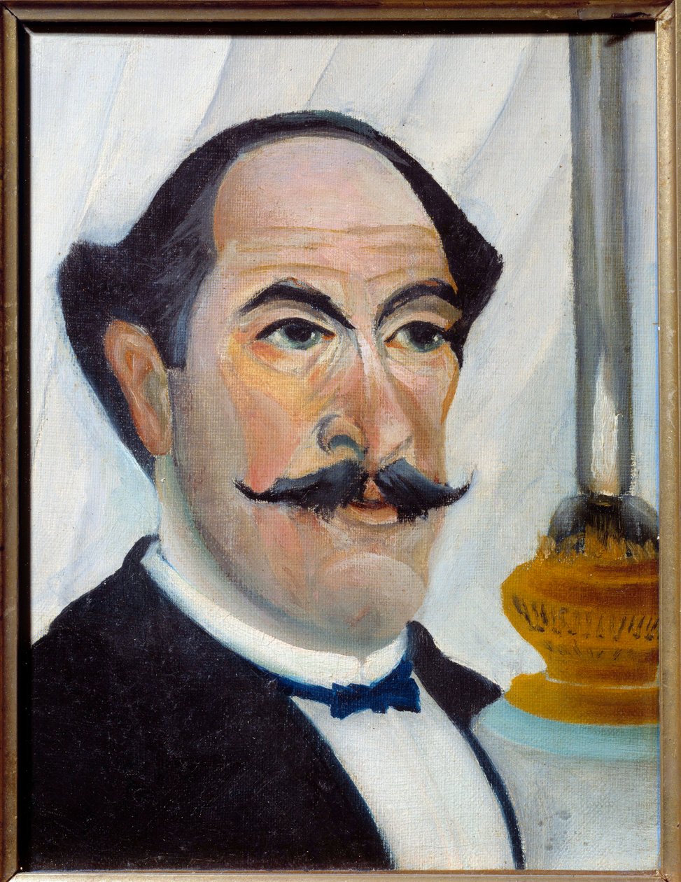 アンリ・ルソーのランプ絵画による自画像dit Le Douanier Rousseau 作： アンリ・J・F・ルソー