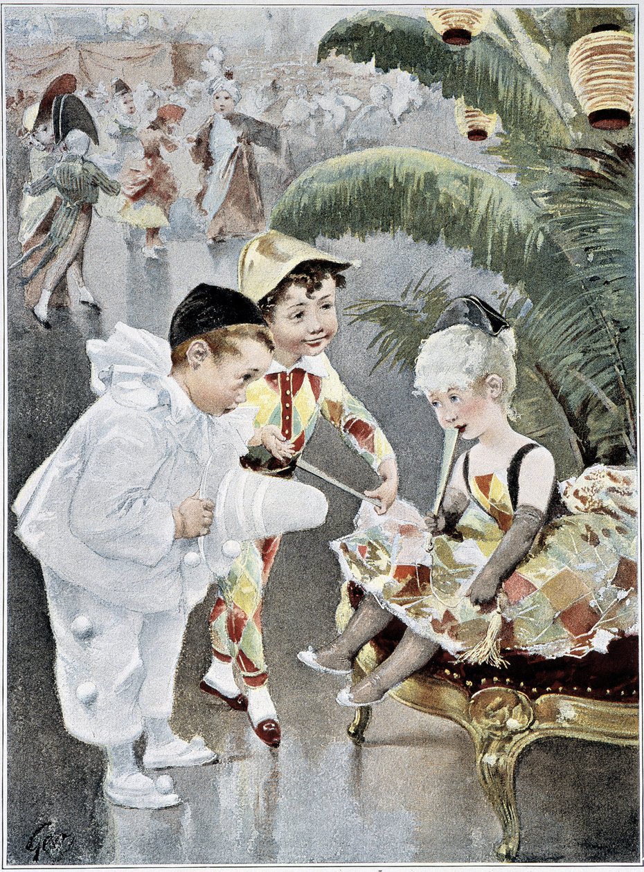 子供の衣装や仮面舞踏会（Geoffroyの絵、「フィガロ・イラスト」1901年5月号に掲載 作： アンリ・ジュール・ジャン・ジョフロワ