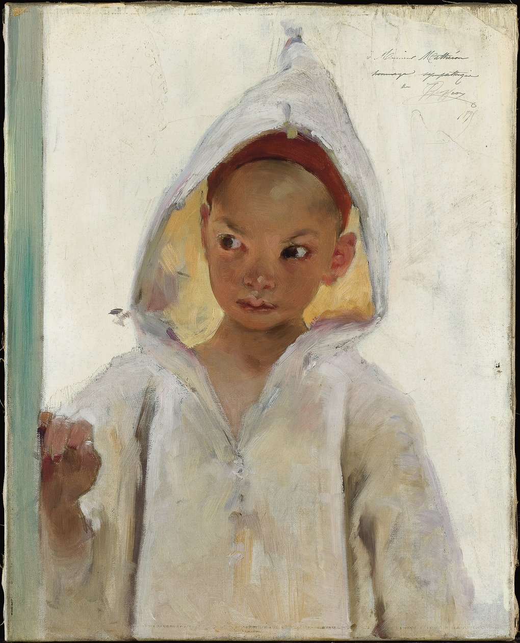 Burnousを身に着けている若い男の子の肖像画 作： アンリ・ジュール・ジャン・ジョフロワ